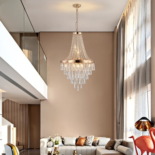 Golden Crystal Chandelier For Modern Luxury Spaces