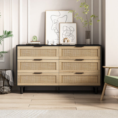 Rattan Storage Cabinet with Drawers for Bedroom