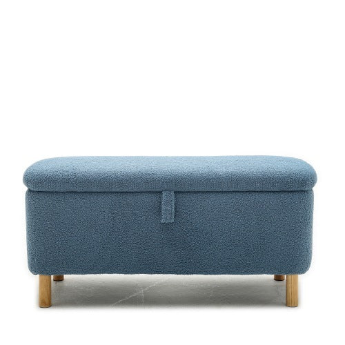 Basics Upholstered Storage Ottoman And Entryway Bench Blue