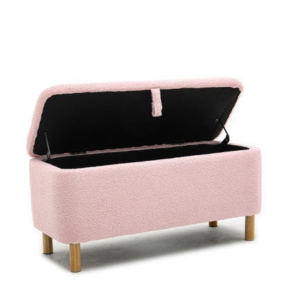 Basics Upholstered Storage Ottoman And Entryway Bench Pink