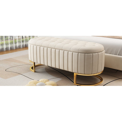 Elegant Fabric Velvet Storage Footstool for Home