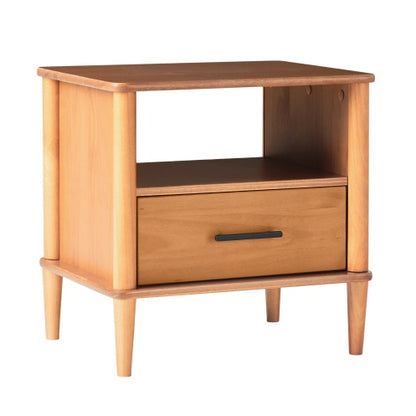 Transitional Solid Wood Spindle Nightstand Caramel