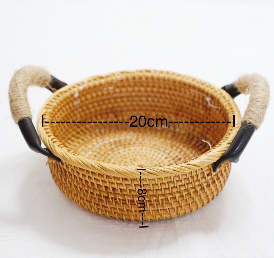 Refreshment Plate Fruit Basket With Rattan Handle