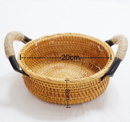 Refreshment Plate Fruit Basket With Rattan Handle