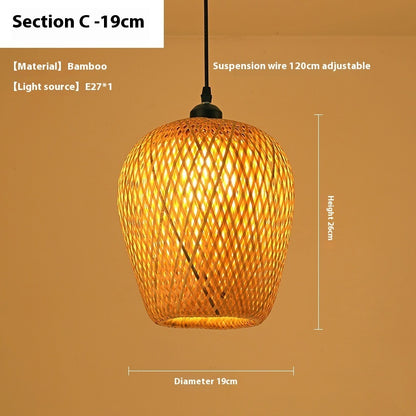 Bamboo Manual Zen Study Chandelier for Home