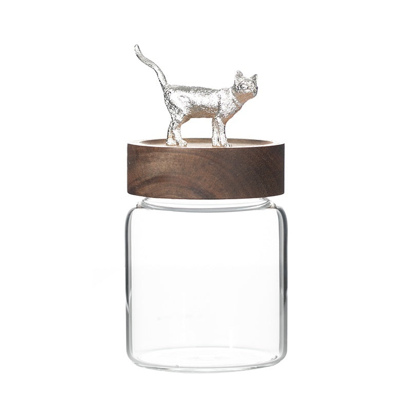 Silver Animal Glass Storage Jar