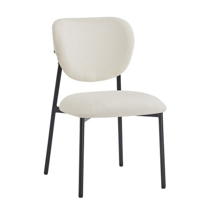 Upholstered Dining Chairs With Metal Legs  Set Of 2,Beige