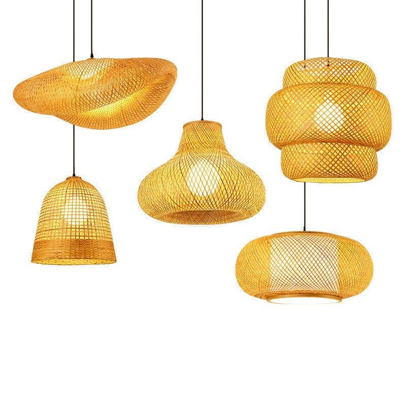 Bamboo Manual Zen Study Chandelier for Home