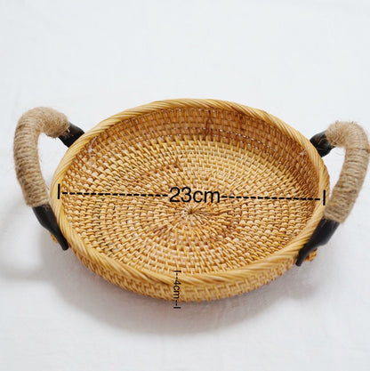 Refreshment Plate Fruit Basket With Rattan Handle