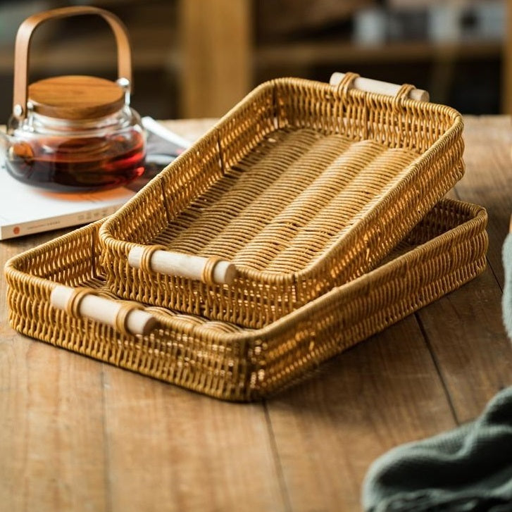 Rattan Baking Toasted Bread Rectangular Tray