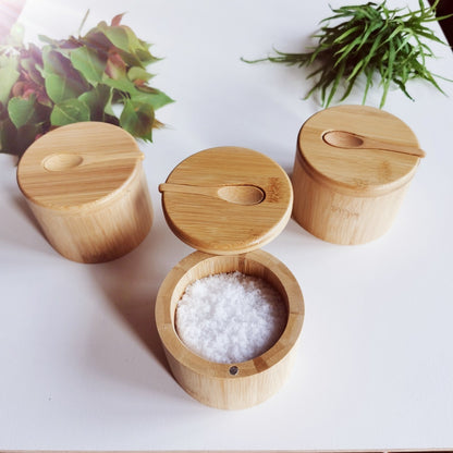 Bamboo Seasoning Jar With Spoon For Kitchen